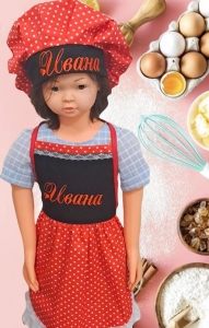 Детска престилка за готвене с шапка-бродерия