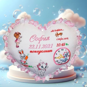 Бебешка възглавничка визитка Бродерия