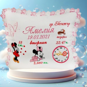 Бебешка възглавничка визитка Бродерия
