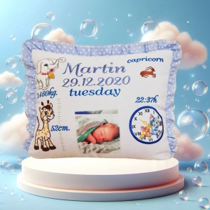 Възглавничка визитка Бродерия + снимка