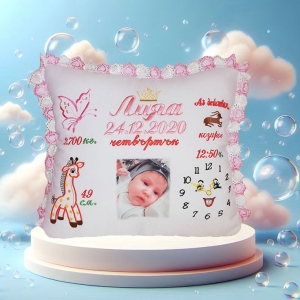 Възглавничка визитка Бродерия + снимка-Лияа