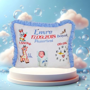 Възглавничка визитка Бродерия + снимка