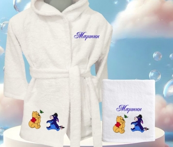 Детски халат за баня в компект с кърпа 50/90