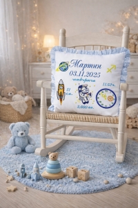 Бебешка възглавничка визитка Бродерия-Мартин