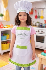 Детска престилка за готвене с шапка-бродерия
