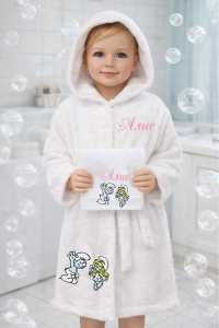 Детски халат за баня с качулка и кърпа30/50