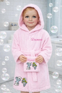 Детски халат за баня с качулка и кърпа30/50